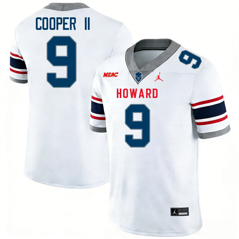 Howard Bison #9 Andre Cooper II College Football Jerseys,Uniforms Stitched-White
